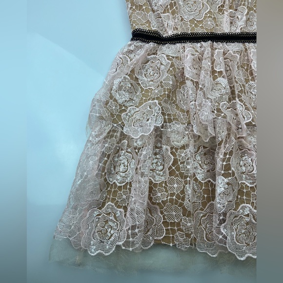 Self-Portrait Starlet Mini Rose Lace Dress N210-36 - Picture 5 of 11